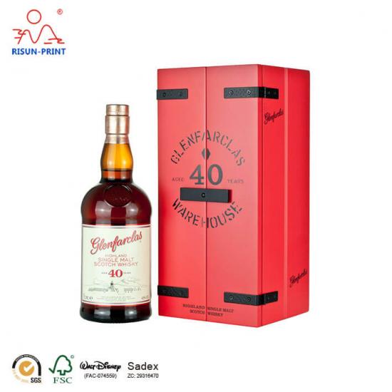 Glenfarclas Whisky red wooden Wine box